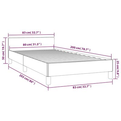 vidaXL Estructura de cama con cabecero de tela color crema 80x200 cm