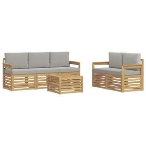 vidaXL Conjunto de sof&aacute;s de exterior 6 uds. Blanco y Gris Claro
