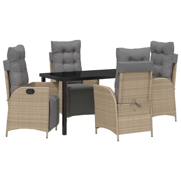 vidaXL Conjunto de Comedor de Jard&iacute;n 5 pcs Beige rat&aacute;n sint&eacute;tico