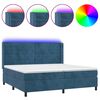 vidaXL Cama box spring colch&oacute;n y LED terciopelo azul oscuro 200x200 cm