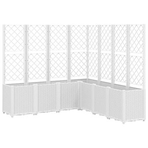 vidaXL Jardinera con enrejado PP blanco 160x160x140 cm