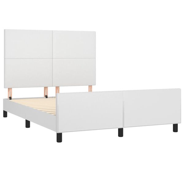 vidaXL Estructura de cama sin colch&oacute;n cuero sint&eacute;tico blanco 140x200cm