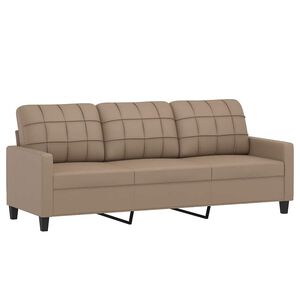 vidaXL Sof&aacute; de 3 plazas de cuero sint&eacute;tico color capuchino 180 cm
