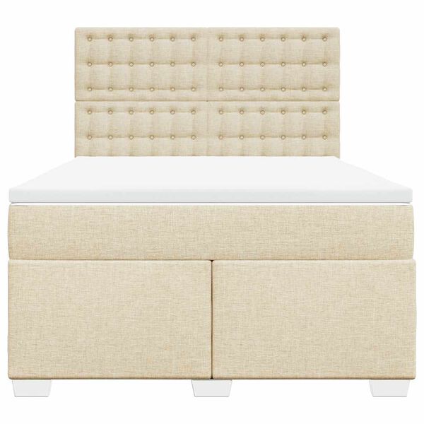 vidaXL Cama box spring con colch&oacute;n tela color crema 140x190 cm