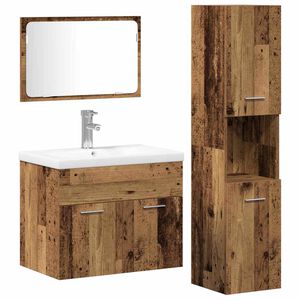 vidaXL Juego de muebles de ba&ntilde;o 4 pcs Marr&oacute;n Madera de ingenier&iacute;a