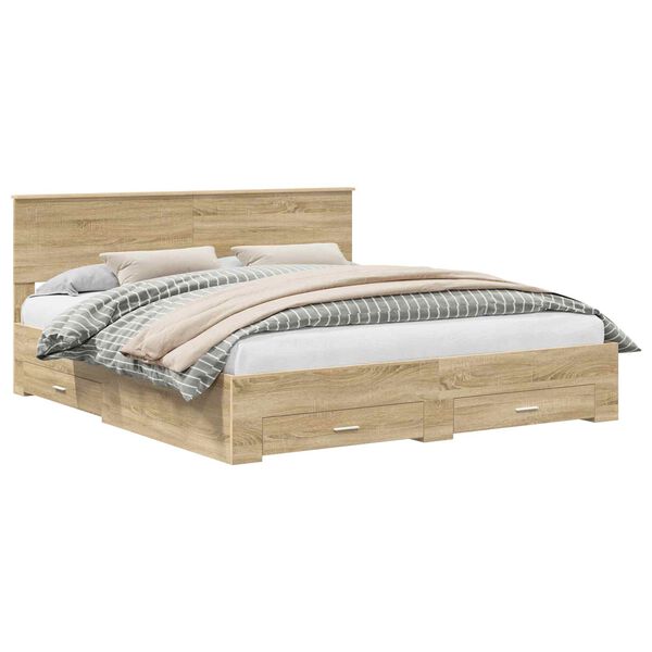 vidaXL Estructura de cama con cabecera Roble Sonoma 180 x 200 cm