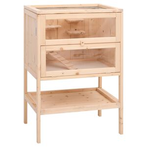 vidaXL Jaula para h&aacute;mster 55x40x80 cm de madera maciza de abeto