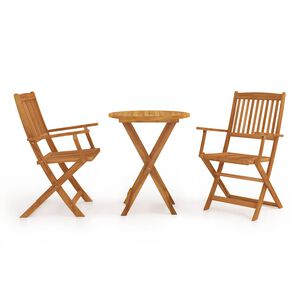 vidaXL Mesa y sillas bistr&oacute; plegables 3 pzas madera maciza de acacia