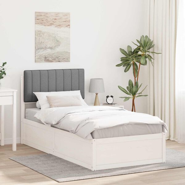 vidaXL Estructura de Cama con Cabecera Tapizada Gris Claro 90 x 190 cm