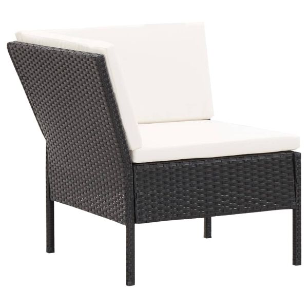 vidaXL Set muebles de jard&iacute;n 6 piezas y cojines rat&aacute;n sint&eacute;tico negro