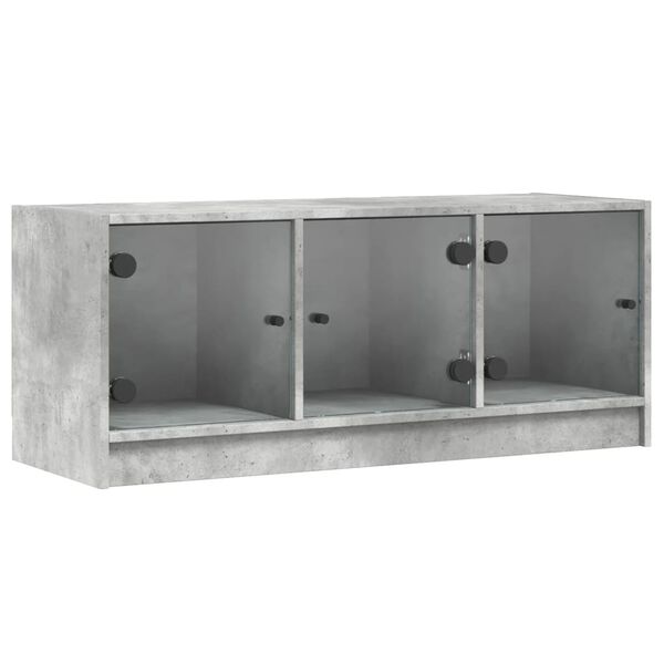 vidaXL Mueble de TV con puertas de vidrio gris hormig&oacute;n 102x37x42 cm