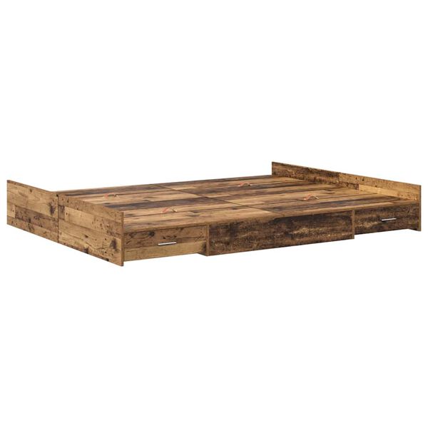 vidaXL Cama con almacenamiento con cabecera Madera Vieja 140 x 190 cm
