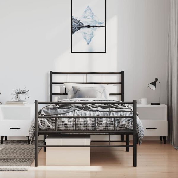 vidaXL Estructura cama sin colchón con estribo metal negro 100x190 cm