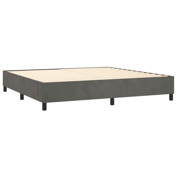 vidaXL Cama box spring con colch&oacute;n terciopelo gris oscuro 200x200 cm