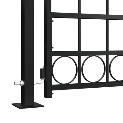 vidaXL Puerta de valla con arco y 2 postes negra 105x204 cm