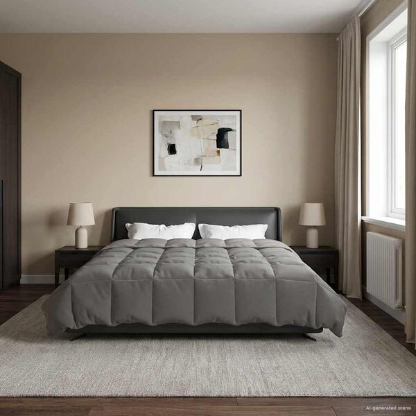 vidaXL Edred&oacute;n de Todo el A&ntilde;o Gris Claro 200 x 220 cm Microfibra