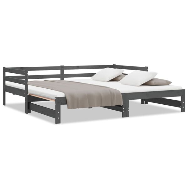 vidaXL Sof&aacute; cama extra&iacute;ble sin colch&oacute;n gris 2x(90x200) cm