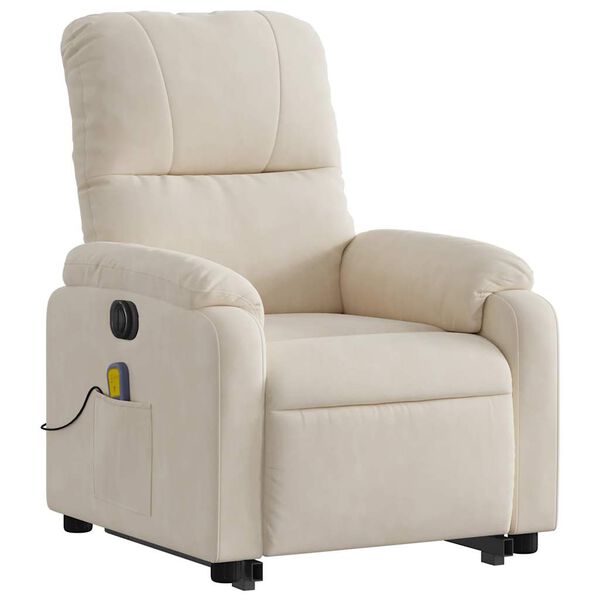 vidaXL Sill&oacute;n masaje el&eacute;ctrico reclinable elevable tela beige