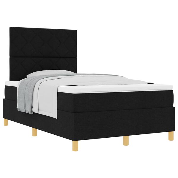 vidaXL Cama tipo Box Spring con colch&oacute;n Negro 120 x 200 cm tela