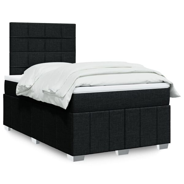 vidaXL Cama box spring con colch&oacute;n tela negro 120x200 cm