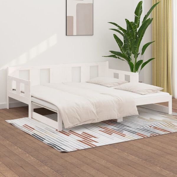 vidaXL Sof&aacute; cama extra&iacute;ble madera maciza de pino blanco 2x(80x200) cm