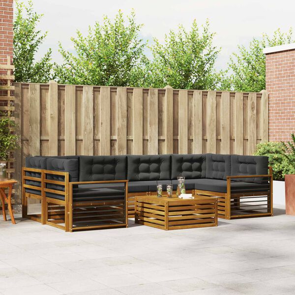 vidaXL Conjunto de sof&aacute;s de exterior 8 pcs Natural y Antracita