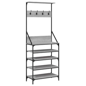 vidaXL Perchero con zapatero gris Sonoma 70x34x184 cm