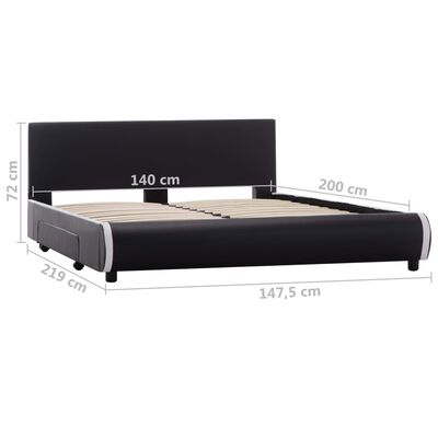 vidaXL Estructura de cama con cajones piel sintética negra 140x200 cm