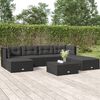vidaXL Set de muebles de jard&iacute;n y cojines 7 pzas rat&aacute;n sint&eacute;tico negro