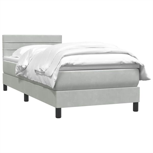 vidaXL Cama box spring con colch&oacute;n terciopelo gris claro 90x210 cm