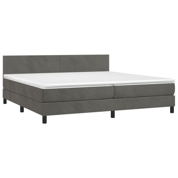 vidaXL Cama box spring con colch&oacute;n terciopelo gris oscuro 200x200 cm