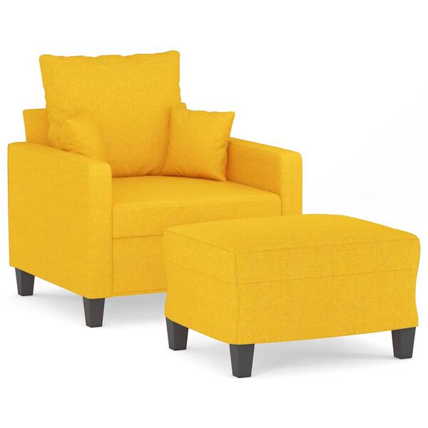 vidaXL Sill&oacute;n con taburete tela amarillo claro 60 cm