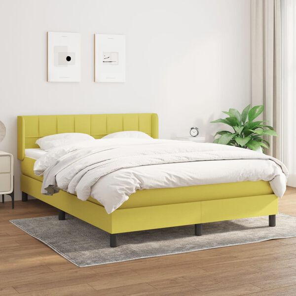 vidaXL Cama box spring con colch&oacute;n tela verde 140x200 cm
