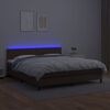 vidaXL Cama box spring colch&oacute;n y LED cuero sint&eacute;tico marr&oacute;n 180x200 cm