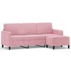 vidaXL Sof&aacute; de 3 plazas con taburete de terciopelo rosa180 cm