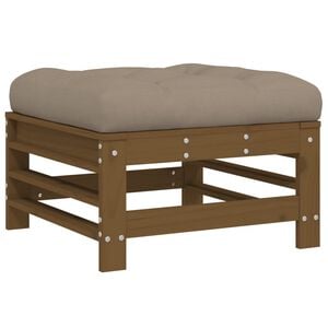 vidaXL Taburete de jard&iacute;n con coj&iacute;n madera maciza de pino marr&oacute;n miel