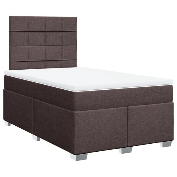 vidaXL Cama box spring con colch&oacute;n tela marr&oacute;n oscuro 120x190 cm