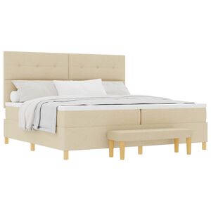 vidaXL Cama tipo Box Spring con colch&oacute;n Crema 200 x 200 cm tela