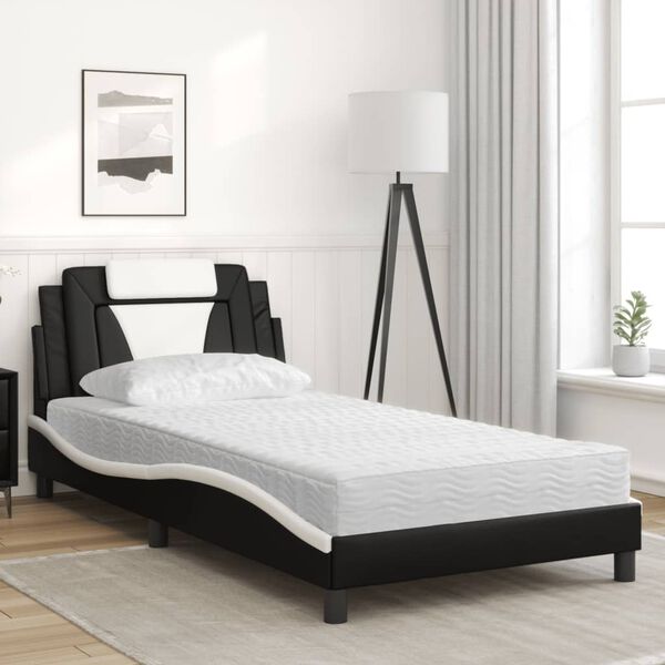 vidaXL Cama Viana con colchón cuero sintético negro y blanco 100x200 cm