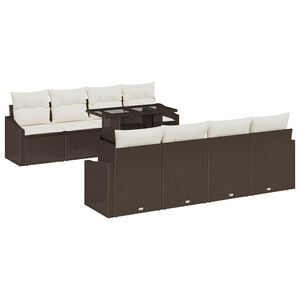 vidaXL Conjunto de sof&aacute; de jard&iacute;n 9 uds. Marr&oacute;n rat&aacute;n sint&eacute;tico