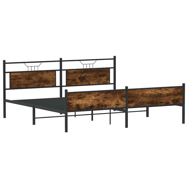 vidaXL Estructura de cama sin colchón metal roble ahumado 183x213 cm