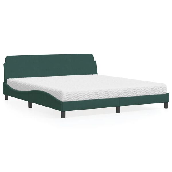 vidaXL Cama con colchón Dover terciopelo verde oscuro 180x200 cm
