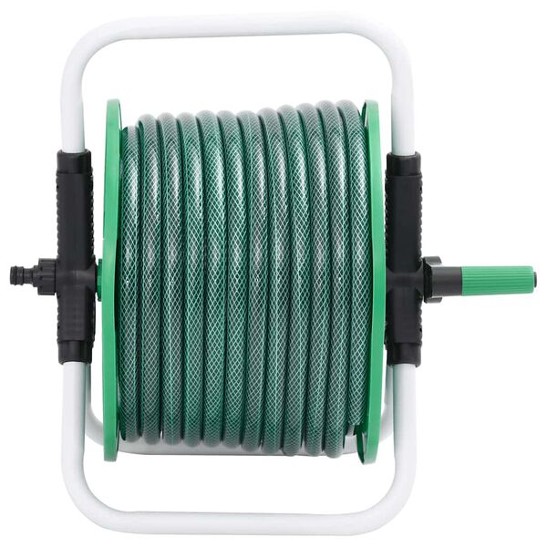 vidaXL Carrete de manguera de pie con set racores PVC verde 0,5" 30 m