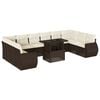 vidaXL Set de sof&aacute;s de jard&iacute;n 11 pzas cojines rat&aacute;n sint&eacute;tico marr&oacute;n