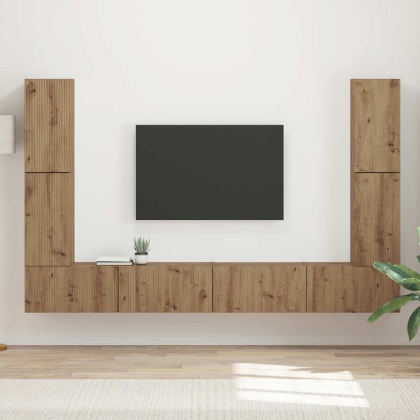 vidaXL Conjunto de mueble de TV 8 pcs Roble artesanal