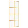 vidaXL Puerta corredera dorada de vidrio ESG transparente y aluminio