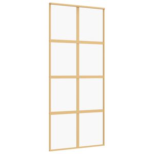 vidaXL Puerta corredera dorada de vidrio ESG transparente y aluminio