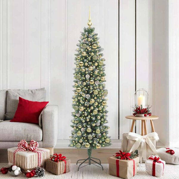 vidaXL &Aacute;rbol Navide&ntilde;o Artificial Delgado con 300 LED Verde y 180 cm