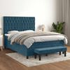 vidaXL Cama box spring con colch&oacute;n terciopelo azul oscuro 140x190 cm