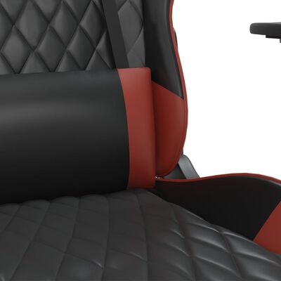 vidaXL Silla gaming con reposapiés cuero sintético negro rojo tinto